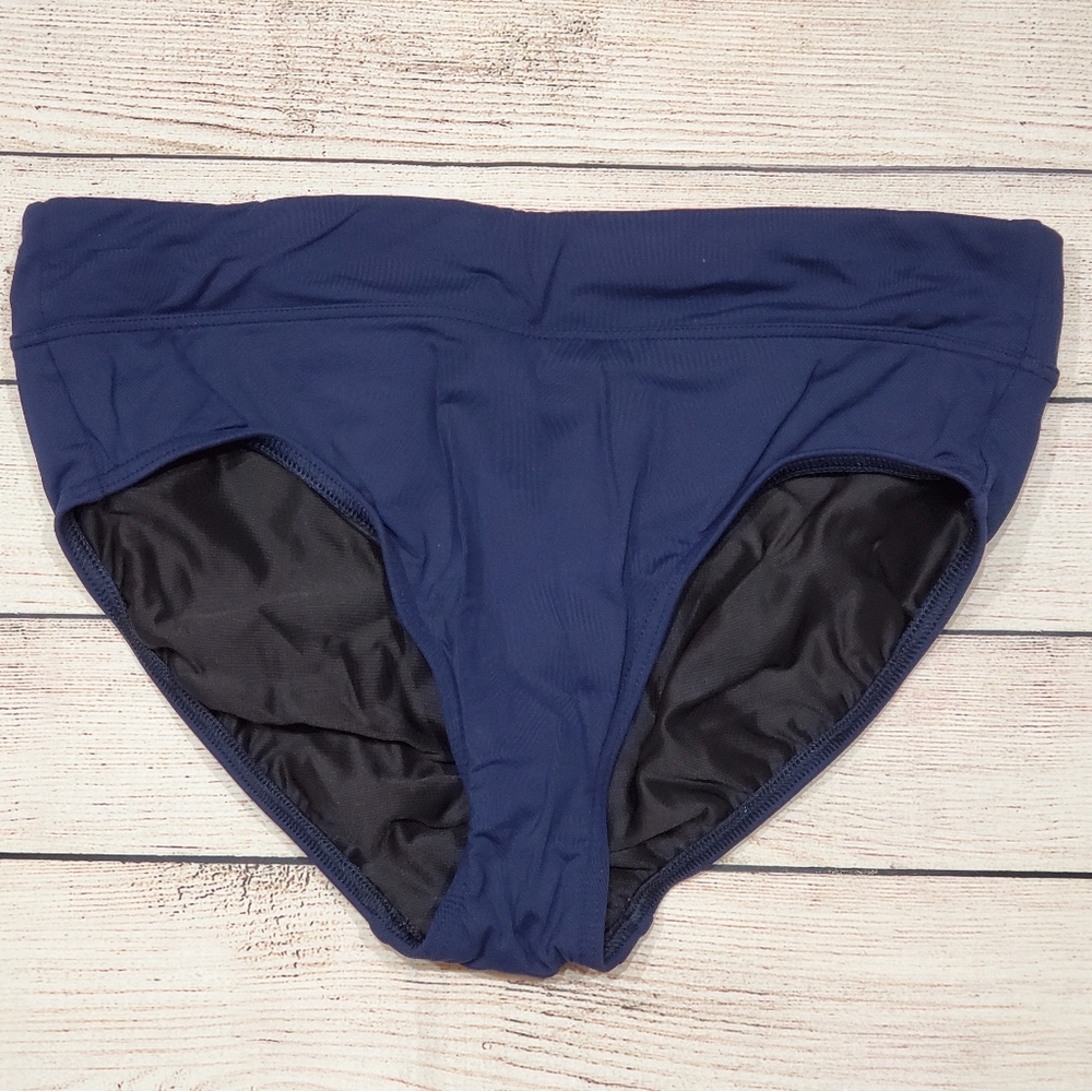 Lands' End Navy Hipster Bikini Bottom with tummy control